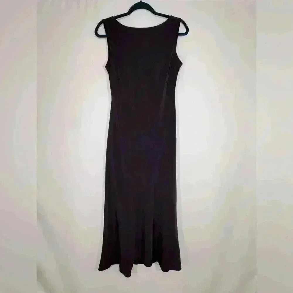Vintage Jones New York Evening Vegan Silk Satin Y2K Midi Dress Eggplant Size 10P